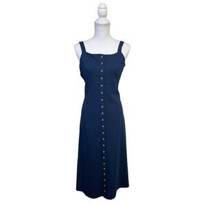 CREMIEUX Navy Button Down Coastal Sunsets Dress “NWT”